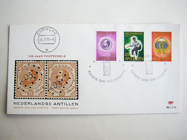 1973 Honderd jaar postzegels Ned Ant - (5023)